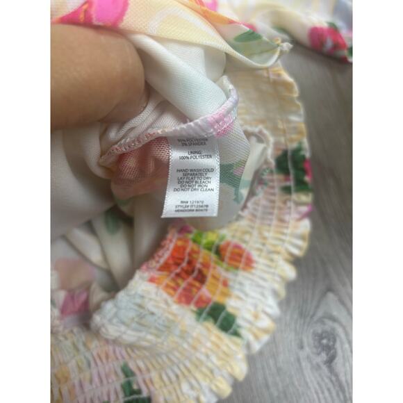 Willow + Root Floral Puff Sleeve Wrap Blouse Size L Tie Waist Boho Romantic Top - Picture 5 of 6